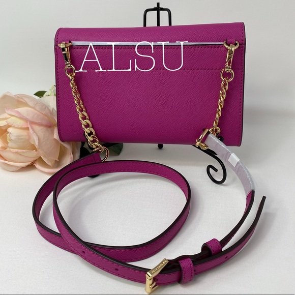Michael Kors Clutch Wristlet xBody Fuchsia Leather - Picture 3 of 8